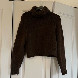 Zara Brown Turtleneck Cropped Sweater